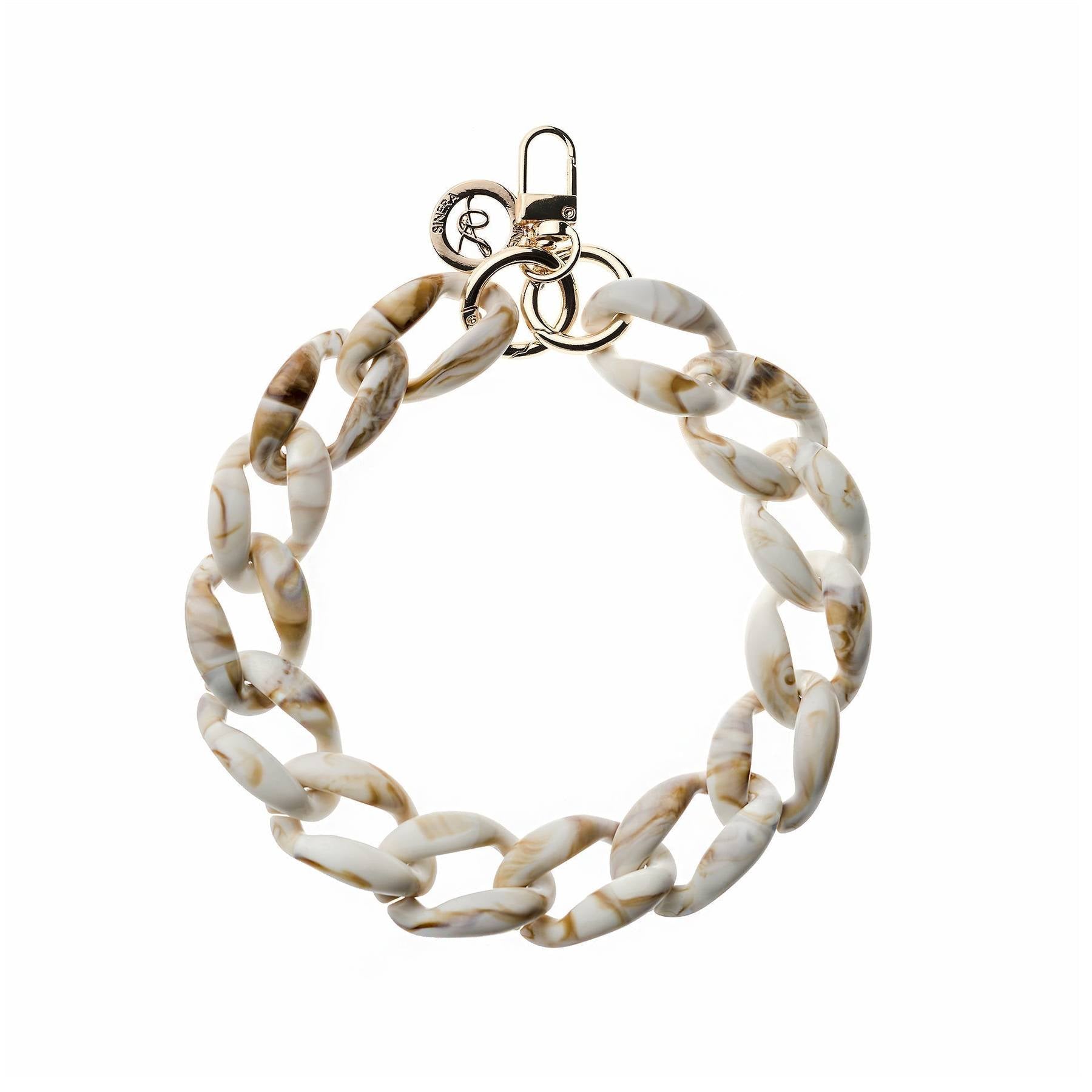 Amaya Beige Marble Vintage Chunky Phone Chain Wrist Strap