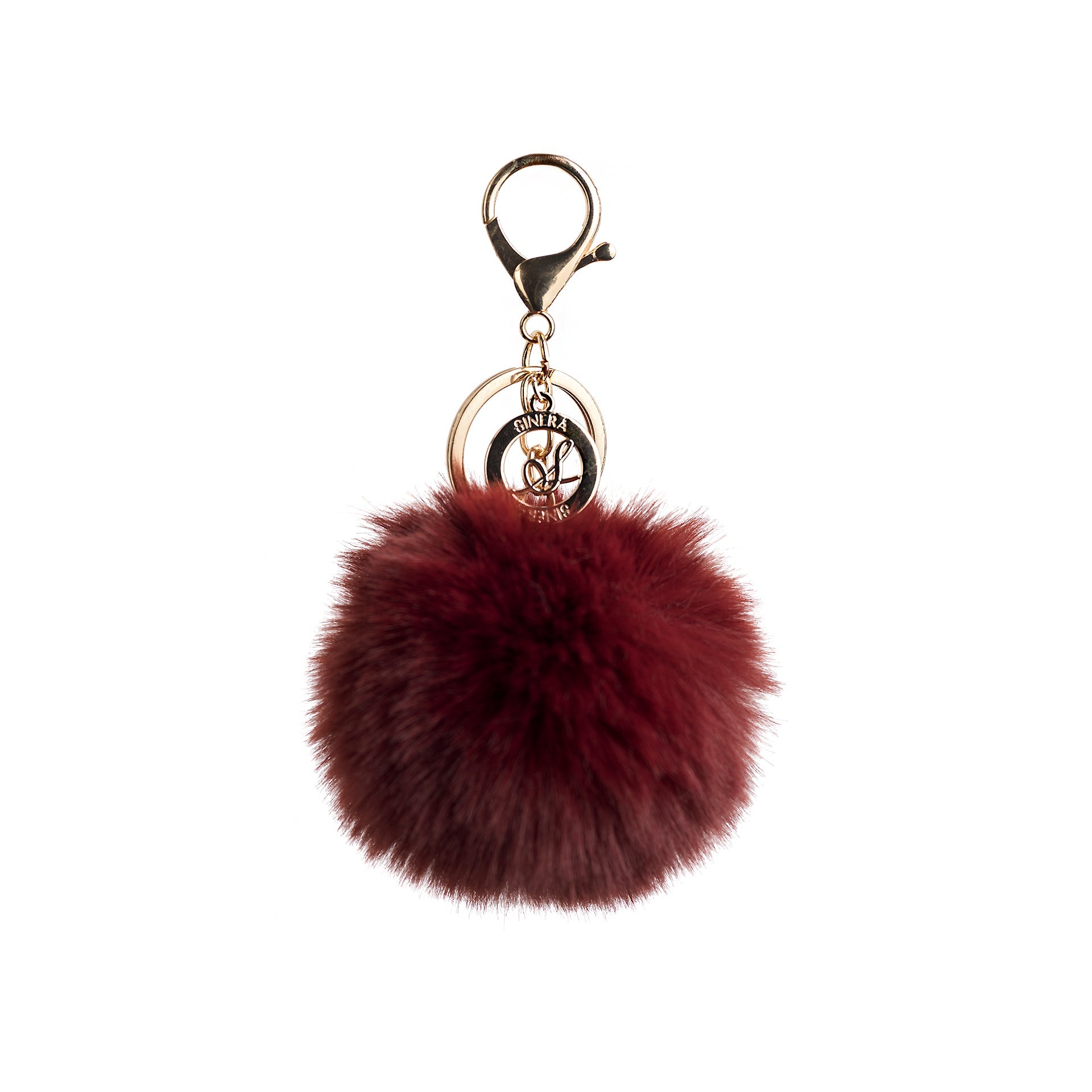 Wine Red Pom Pom Keychain