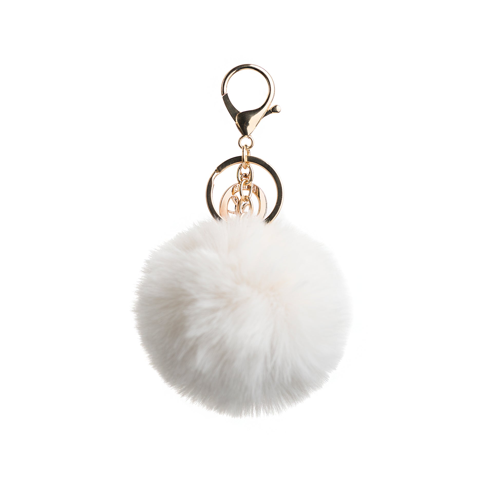 Creamy White Pom Pom Keychain