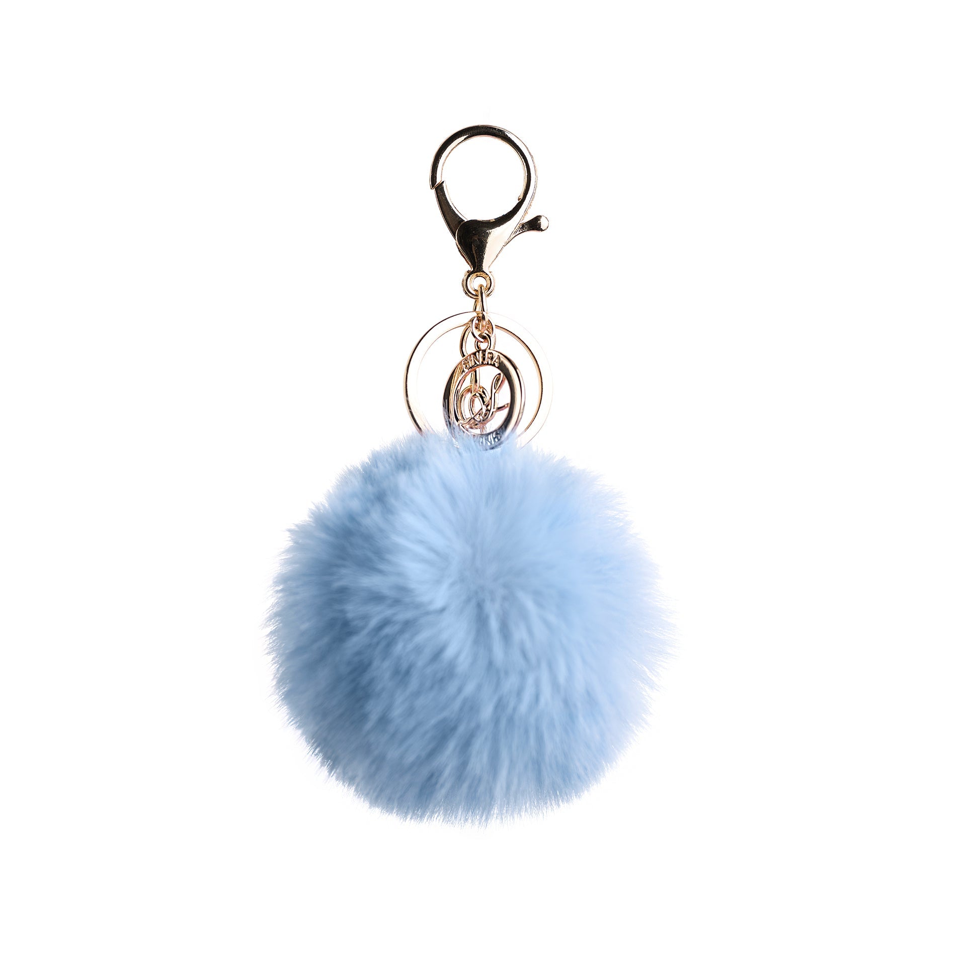 Steel Blue Pom Pom Keychain